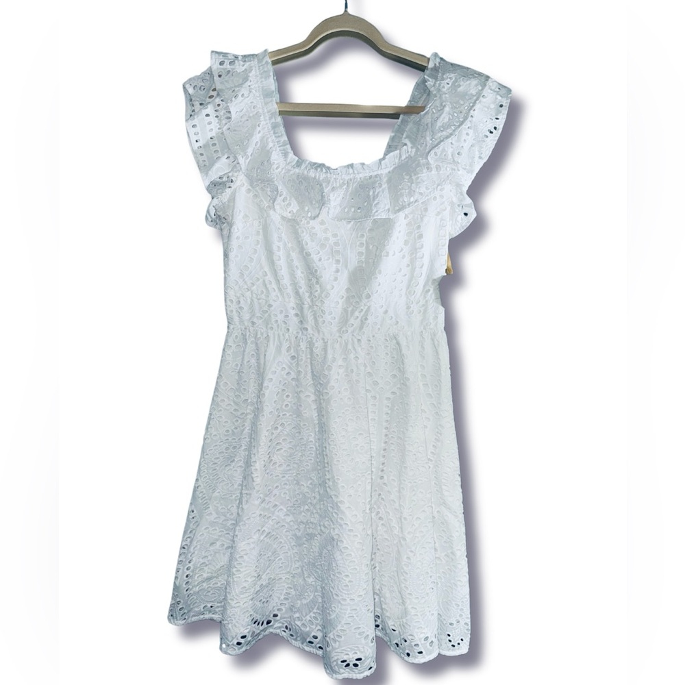 Ryegrass White Eyelet Embroidered Ruffle Dress - Medium (NWT)